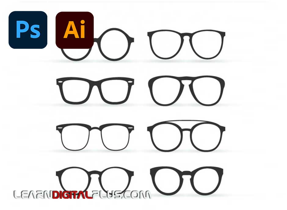 فایل لایه باز عینک متنوع
